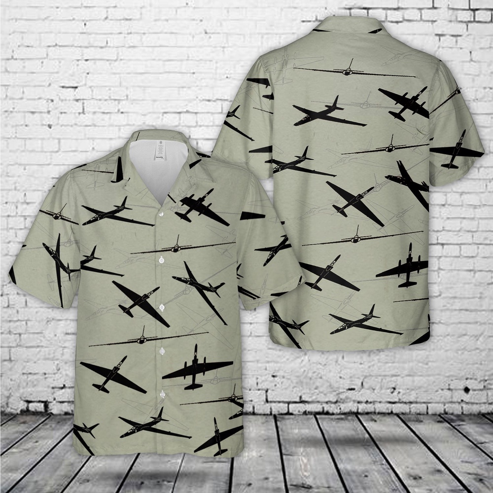 Air Force Aloha Shirt, US Air Force U-2S Dragon Lady Silhouette Hawaiian Shirt