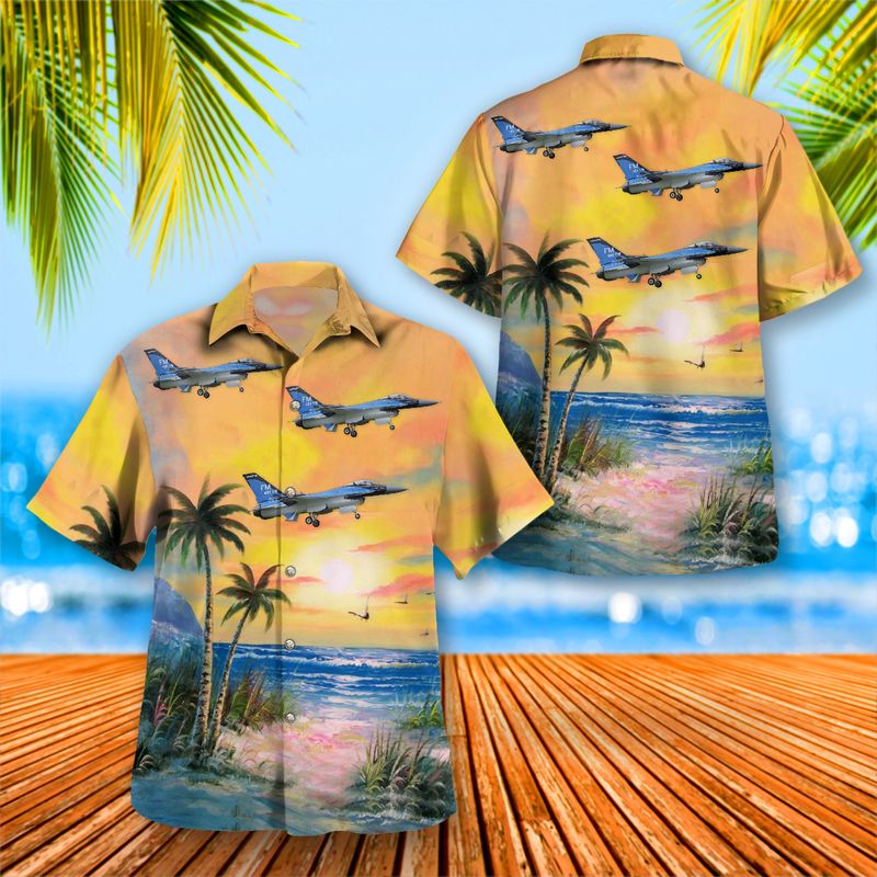 Air Force General Dynamics F-16c Fighting Falcon (Cn 5c-618) Hawaiian Shirt - Mens Hawaiian Shirt - US Air Force Gifts
