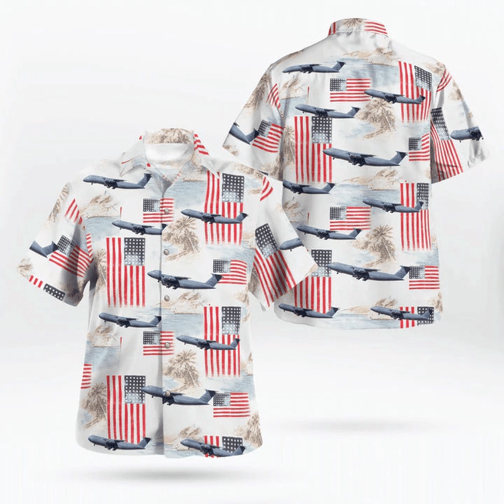 Air Force Lockheed C-5 Galaxy Hawaiian Shirt, 4th Of July Hawaiian Shirt, 4th Of July Shirt