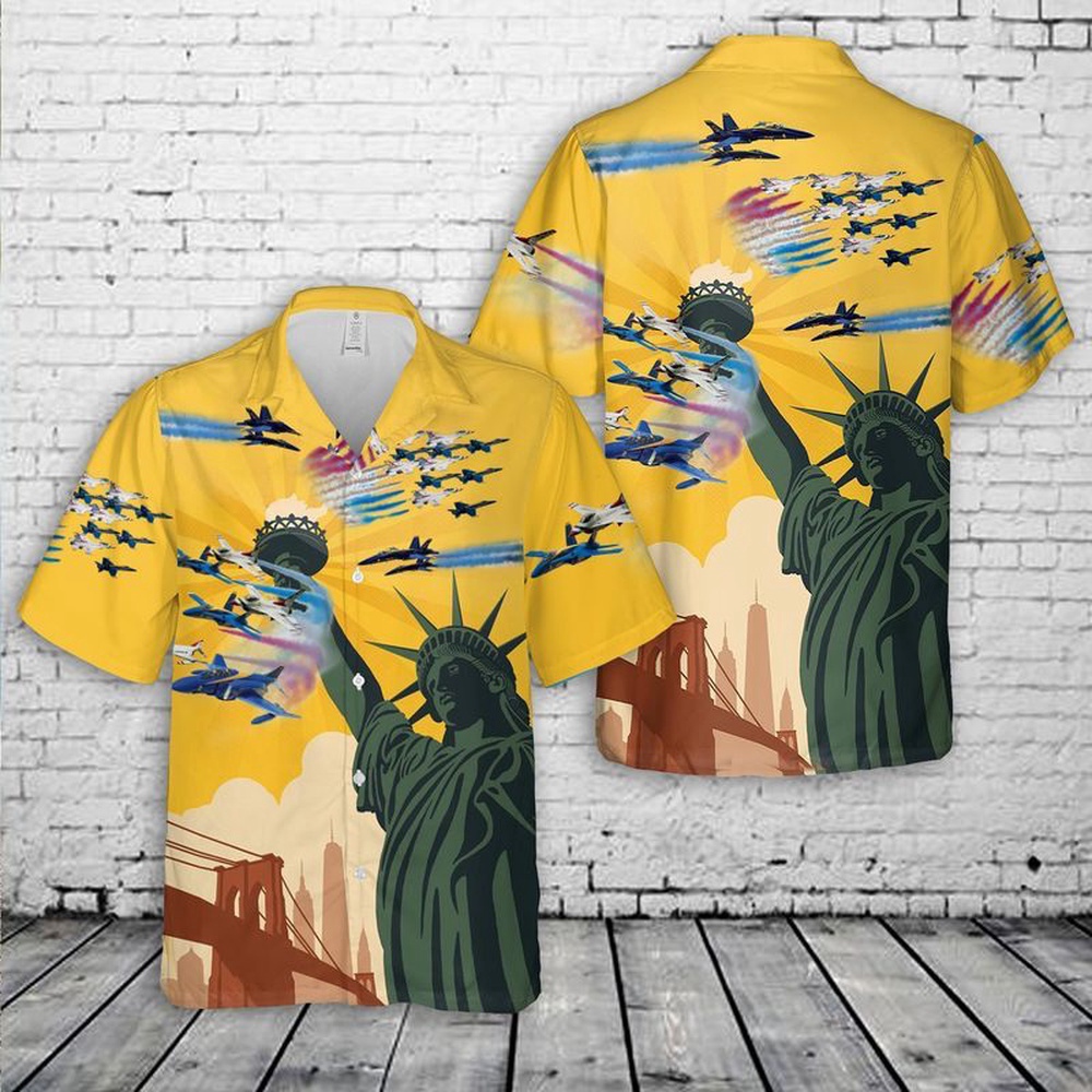 Airshow Blue Angels And Thunderbirds Hawaiian Fourth Of July Shirt, 4th Of July Hawaiian Shirt, 4th Of July Shirt