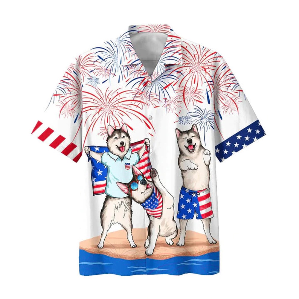 Alaska Hawaiian Shirt For 4Th Of July Patriotic, American Independence Day Dog Hawaii Shirt, 4th Of July Hawaiian Shirt, 4th Of July Shirt