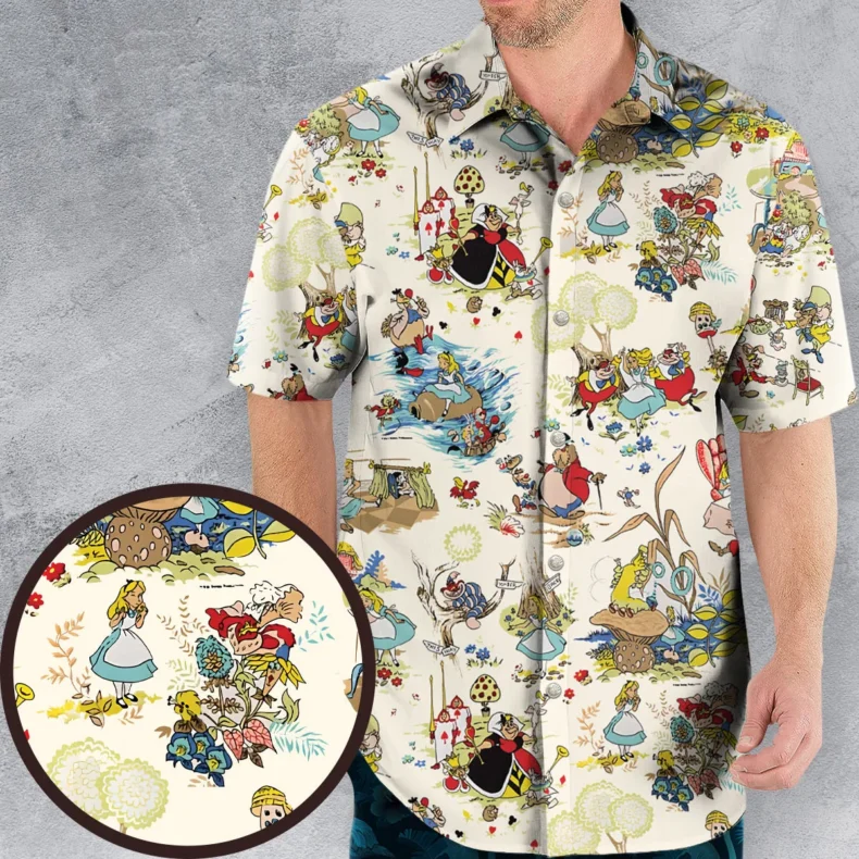 Alice In Wonderland Pattern Hawaiian Shirt