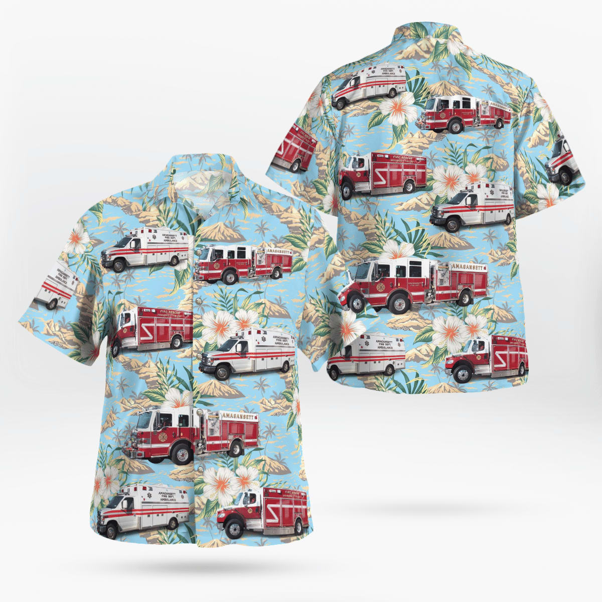 Amagansett Suffolk County New York Amagansett Fire Department Hawaiian Shirt - Gifts For Firefighters In New York