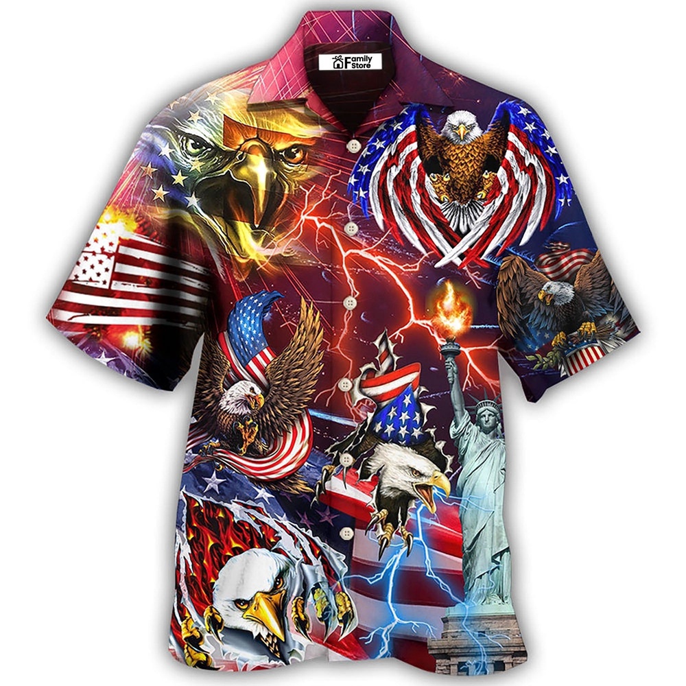 America Independence Day Eagle Lighting Hawaiian Shirt, 4th Of July Hawaiian Shirt, 4th Of July Shirt