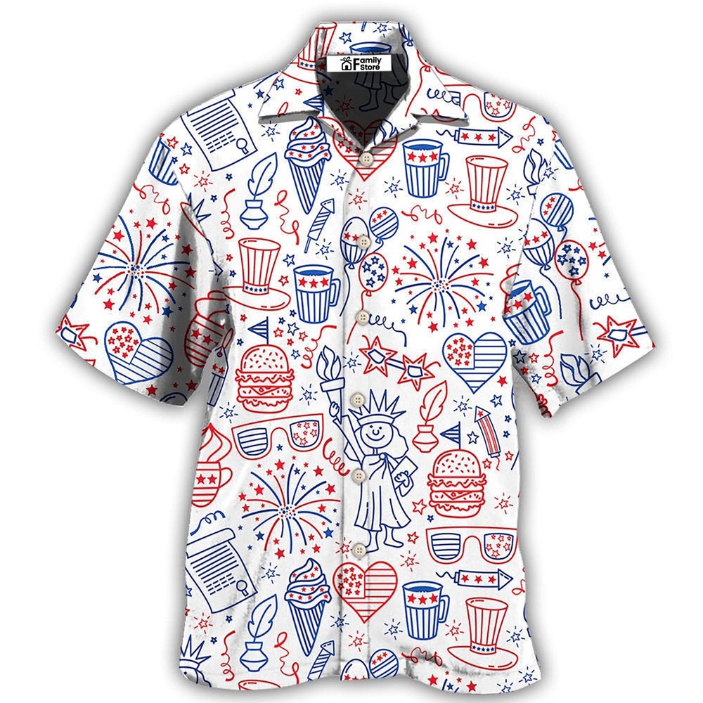 America Independence Day Fourth Of July Cool Art Hawaiian Shirt, 4th Of July Hawaiian Shirt, 4th Of July Shirt