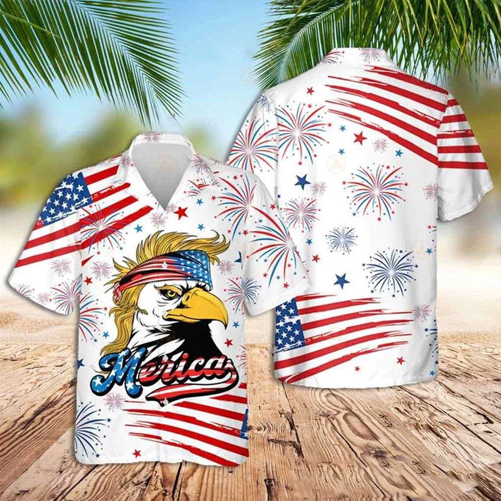American Eagle Hawaiian Shirt, Cool Usa Eagle Patriotic Hawaiian Fourth Of July Shirt, 4th Of July Hawaiian Shirt, 4th Of July Shirt