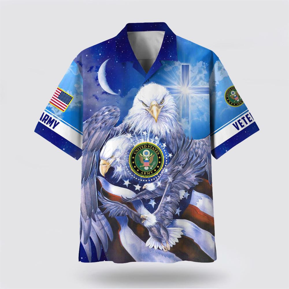 American Eagle US Army Veteran Hawaiian Shirt Aloha Independence Day Gift Dad - Gift For Military Personnel