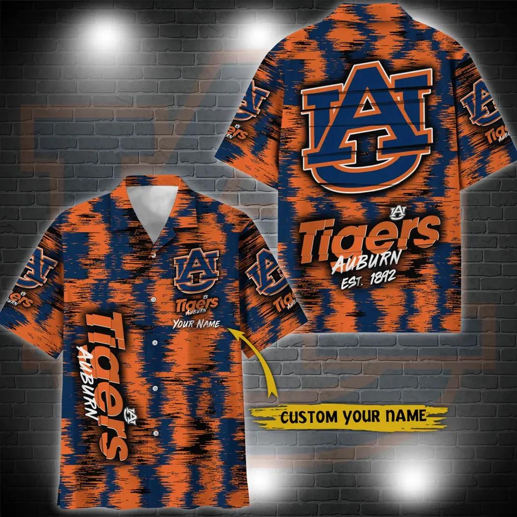 Auburn Tigers Aloha Hawaiian Shirt Custom Your Name, NCAA Hawaiian Shirt