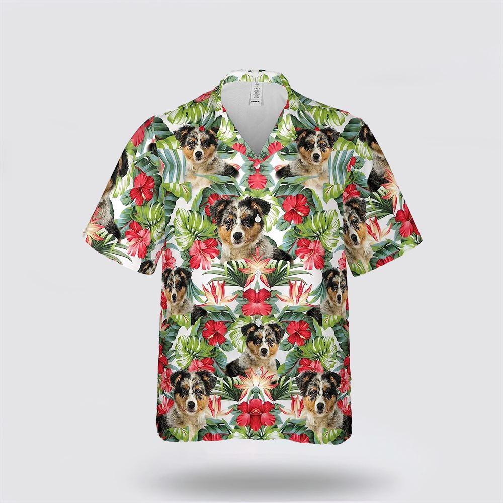 Australian Shepherd Flower And Leaves Tropic Hawaiin Shirt - Gift For Dog Lover