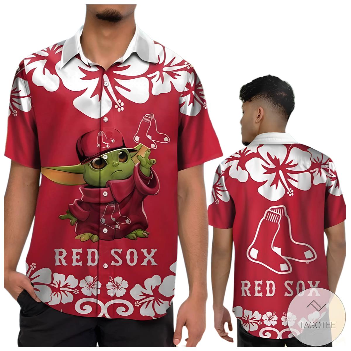 Baby Yoda Boston Red Sox Hawaiian Shirt