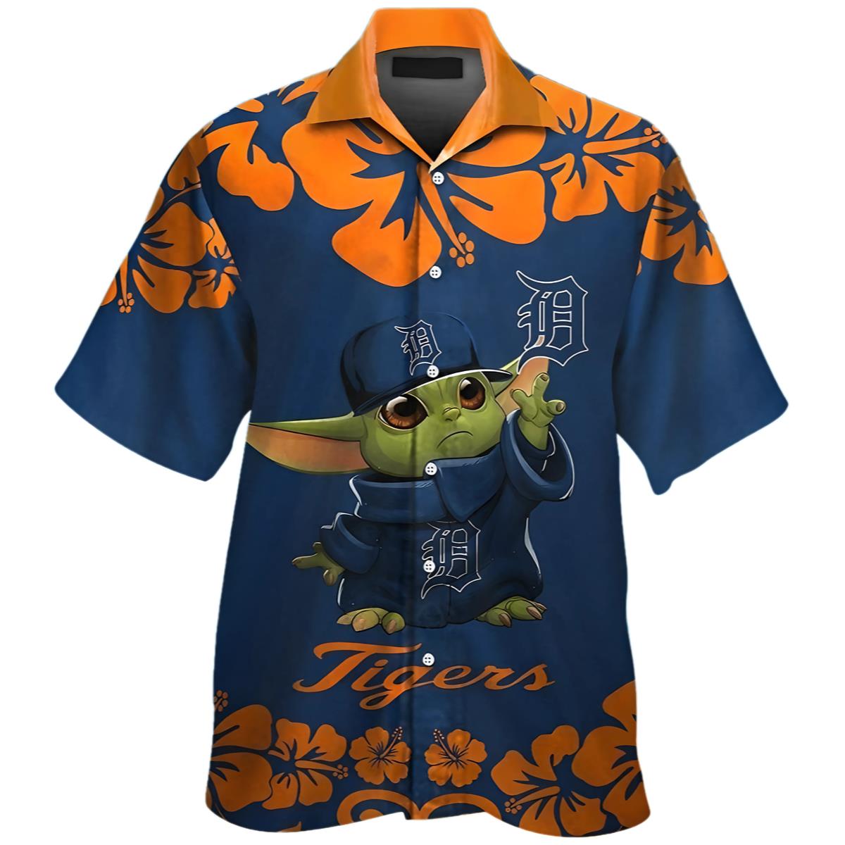 Baby Yoda Detroit Tigers Tropical Hawaiian Shirt