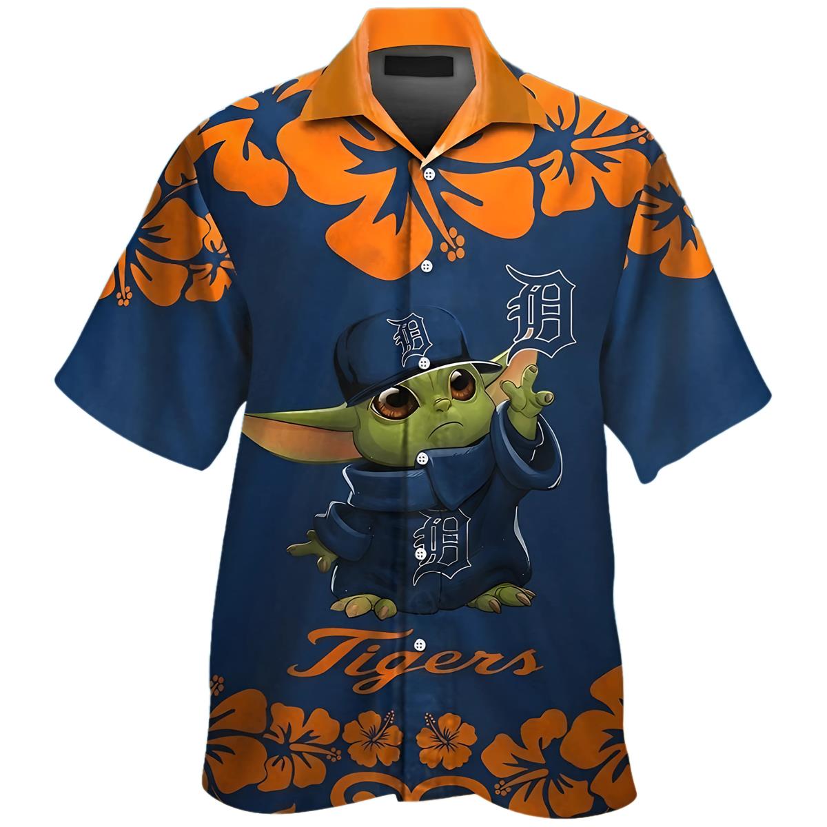 Baby Yoda Detroit Tigers Tropical Hawaiian Shirt