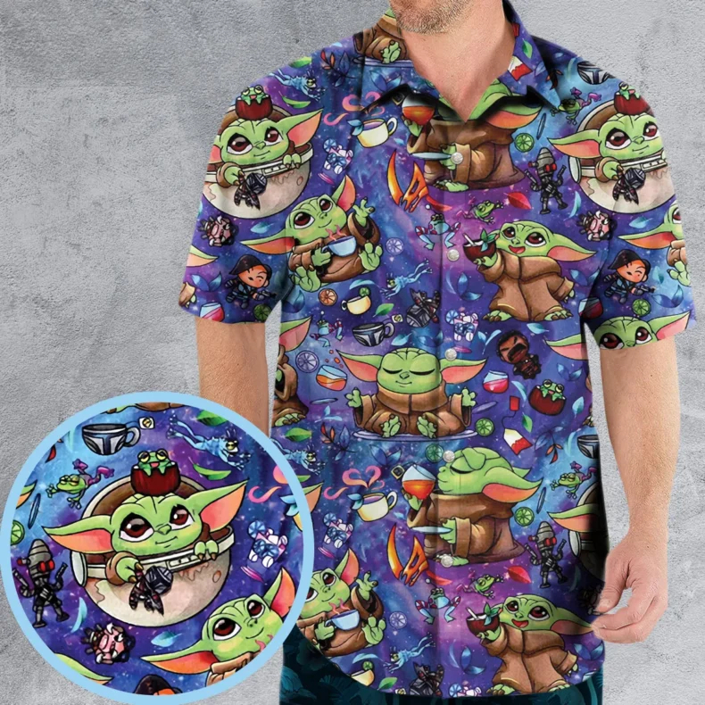 Baby Yoda In the Galaxy Hawaiian Shirt