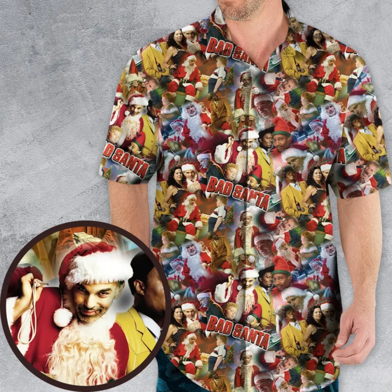 Bad Santa Pattern Hawaiian Shirt
