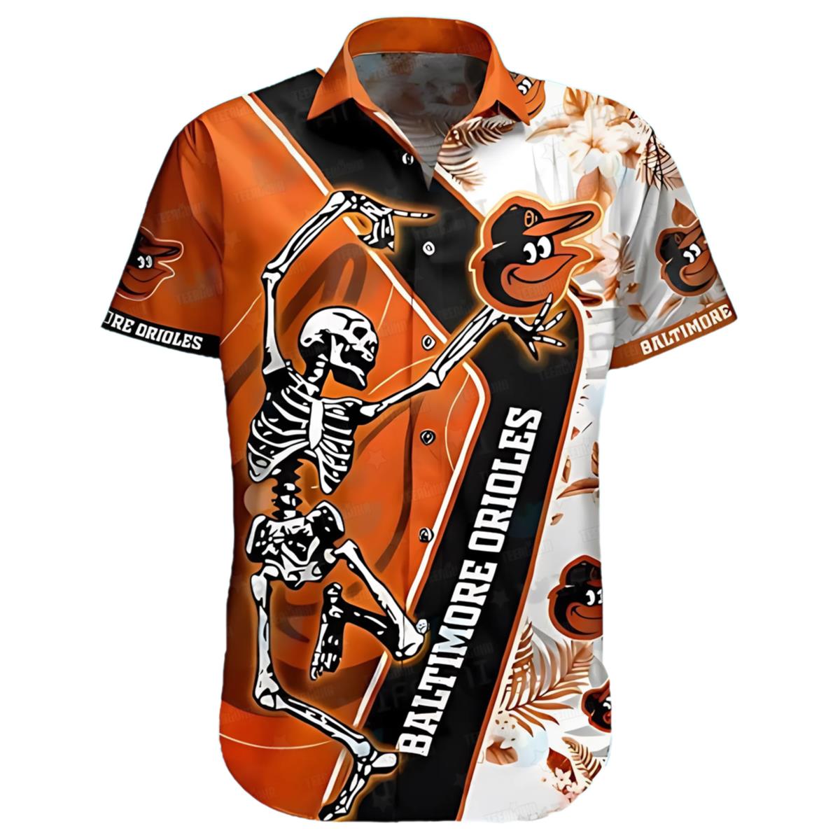 Baltimore Orioles Hawaiian Shirt Night Skeleton Swing
