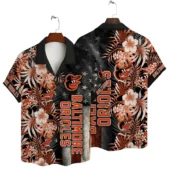 Baltimore Orioles Patriotic Flora Hawaiian Shirt