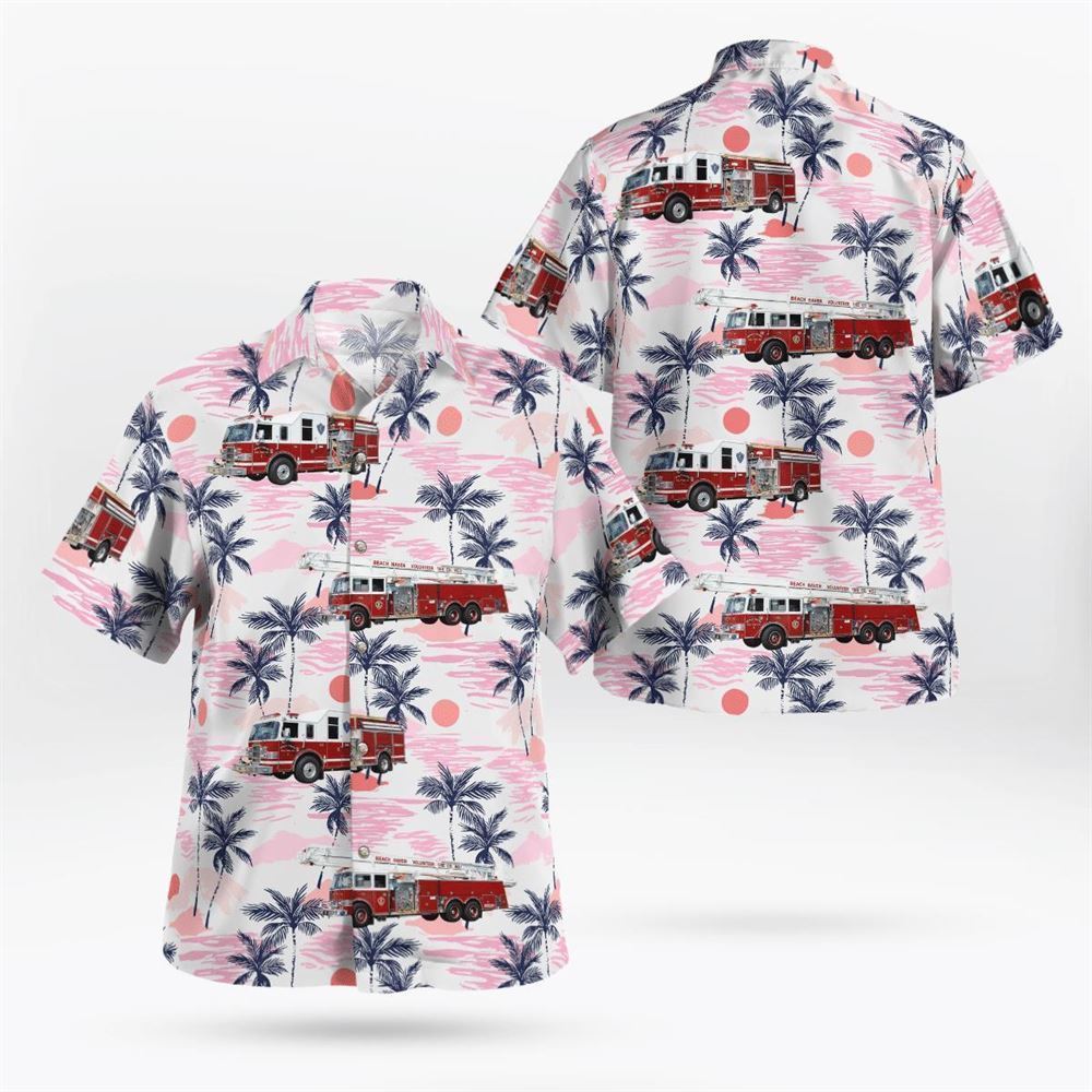 Beach Haven, NJ, Beach Haven Volunteer Fire Company 1 Hawaiian Shirt - Gifts For Firefighters In NJ