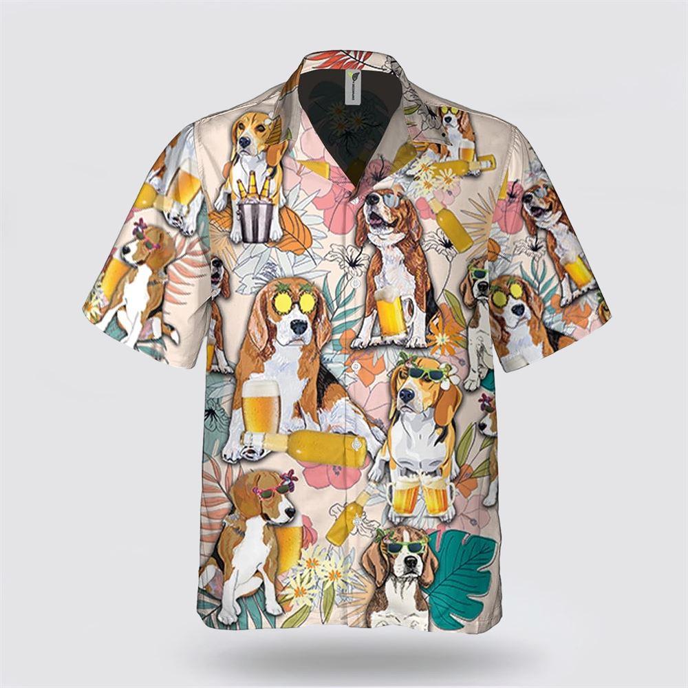 Beagle Dog Flower And Beer Tropic Pattern Hawaiian Shirt - Gift For Pet Lover