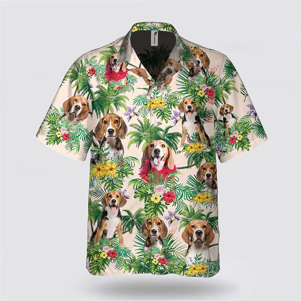 Beagle Dog Flower And Leaves Tropic Pattern Hawaiian Shirt - Gift For Pet Lover