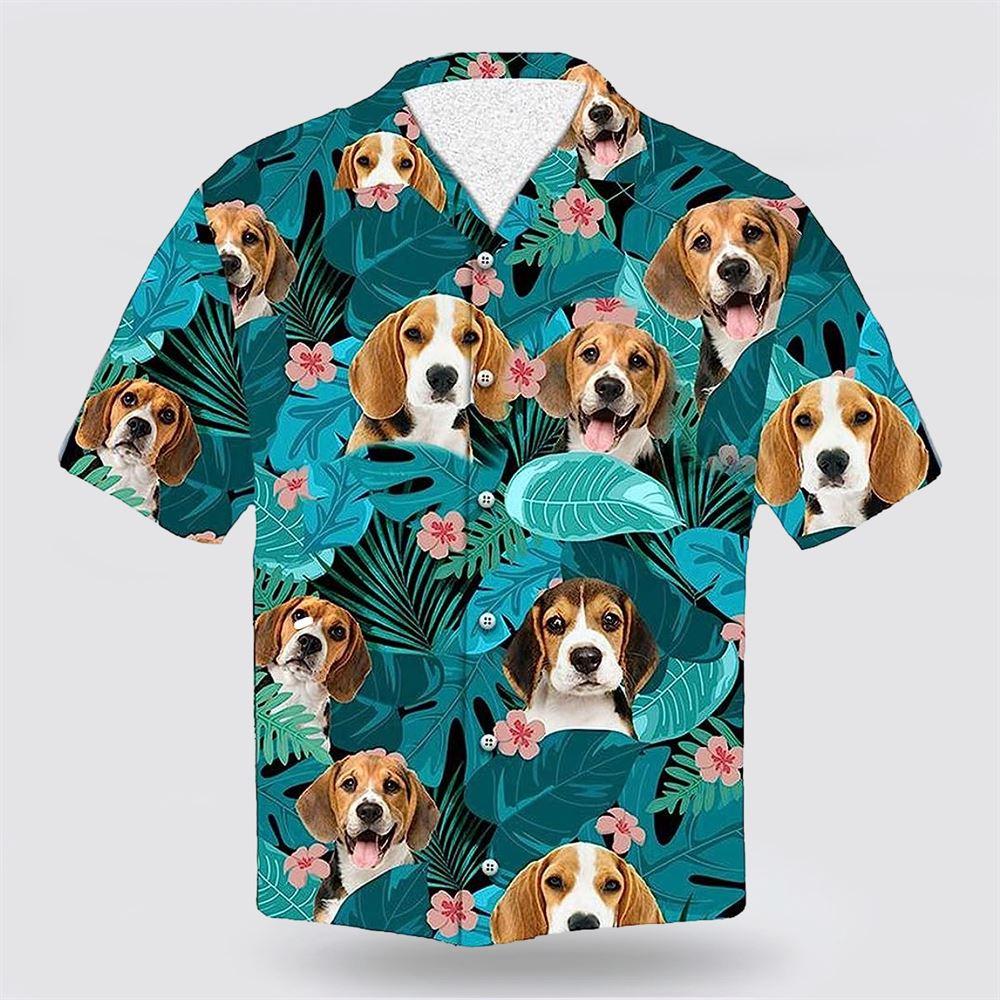 Beagle Dog On The Green Tropic Background Hawaiian Shirt - Pet Lover Hawaiian Shirts