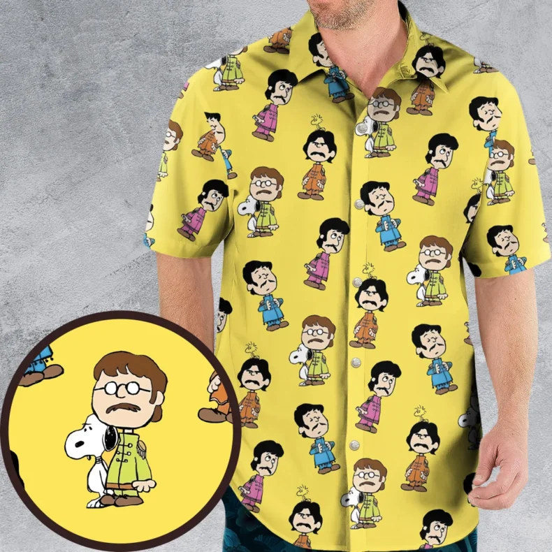 Beatles Brown Mashup Hawaiian Shirt