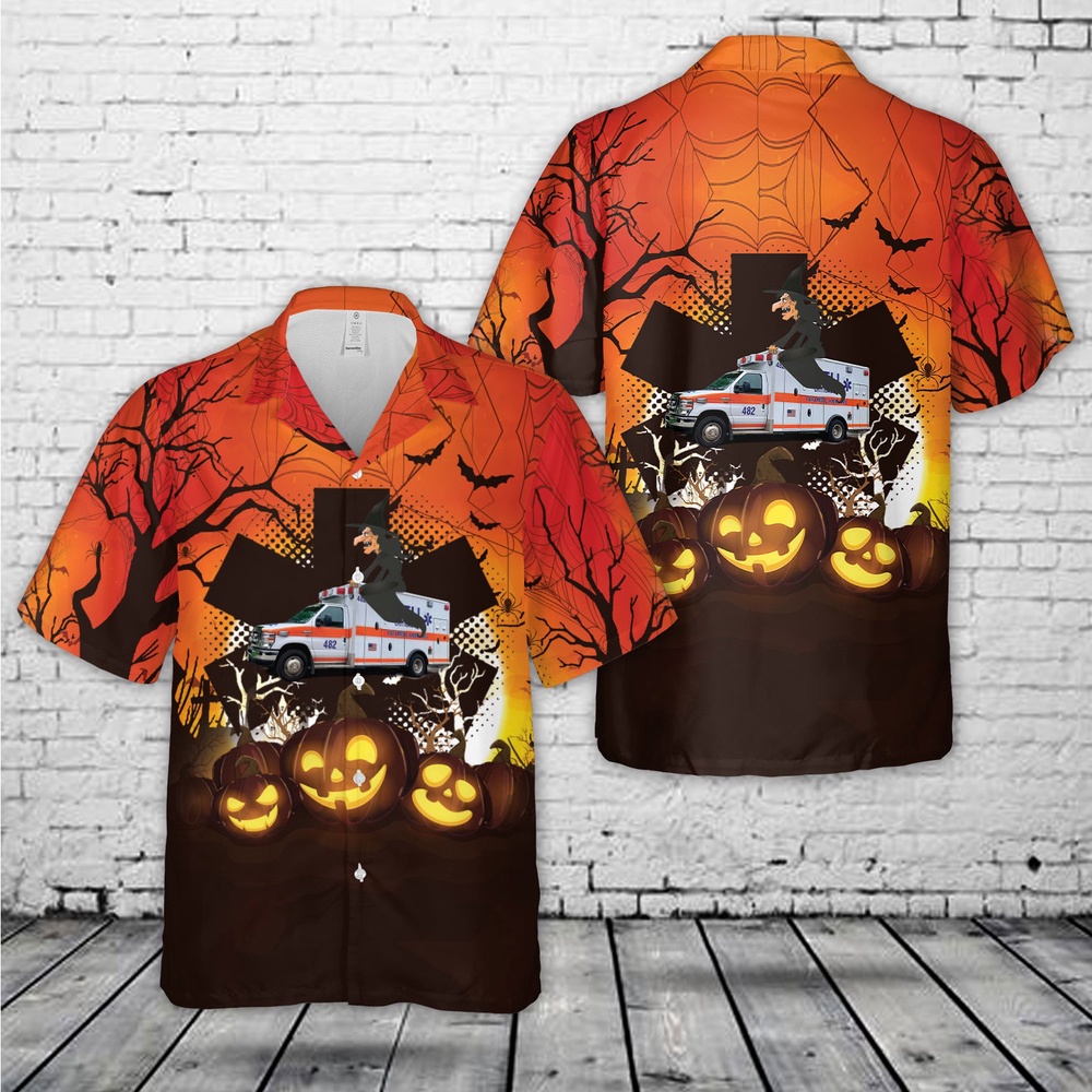 BELL AMBULANCE, MILWAUKEE, WISCONSIN Halloween Hawaiian Shirt, Halloween Hawaiian Shirt, Horror Hawaiian Shirt