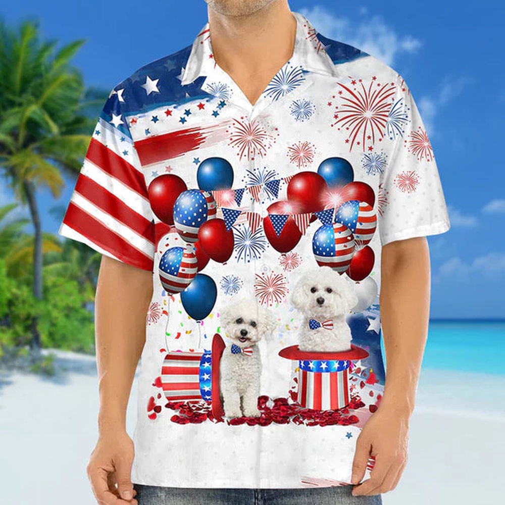 Bichon Frise Independence Day Hawaiian Shirt, 4th Of July Hawaiian Shirt, 4th Of July Shirt