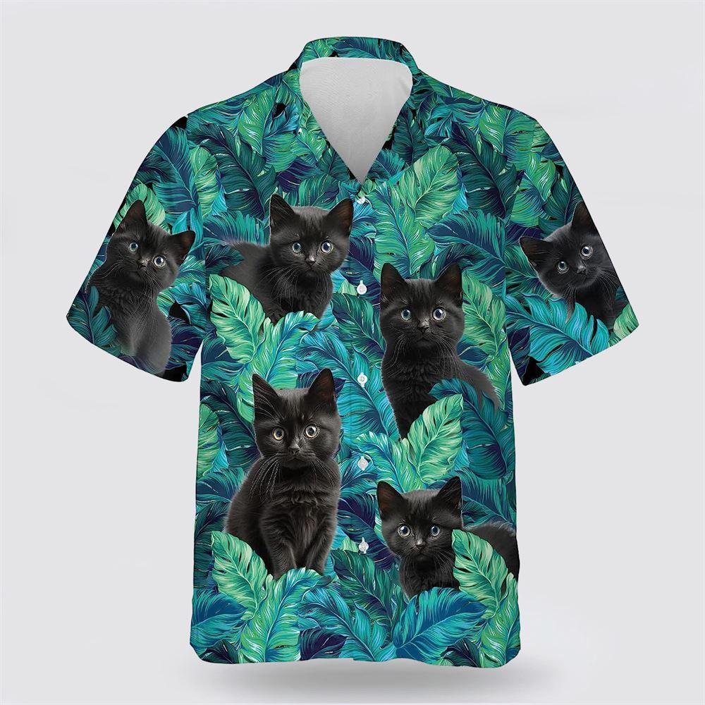Black Cat Is So Cute In The Tropic Pattern Hawaiin Shirt - Gifts For Pet Lover