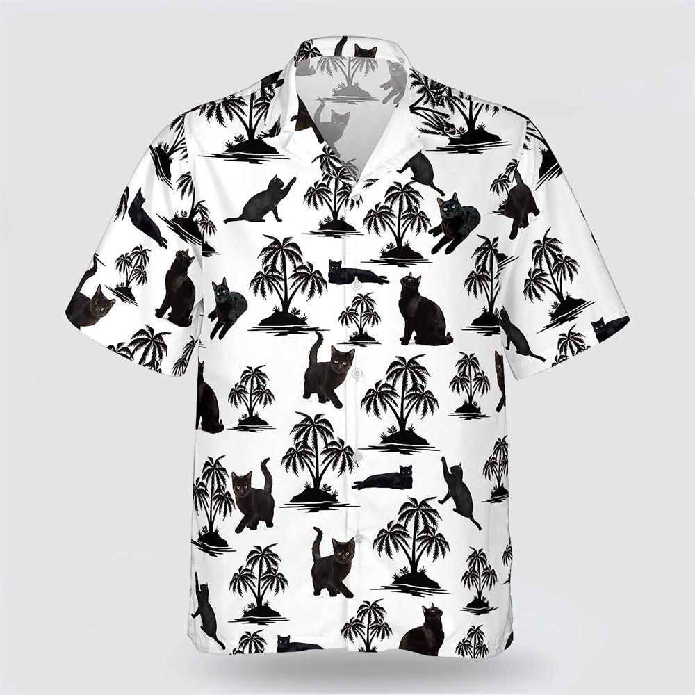 Black Cat Is So Cute Pattern Hawaiin Shirt - Pet Lover Hawaiian Shirts