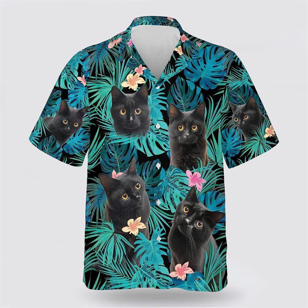 Black Cat Is So Cute With Yellow Eyes Hawaiin Shirt - Gifts For Pet Lover