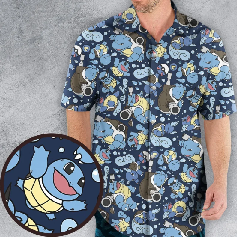Blastoise Wartortle Squirtle Pokemon Pattern Hawaiian Shirt