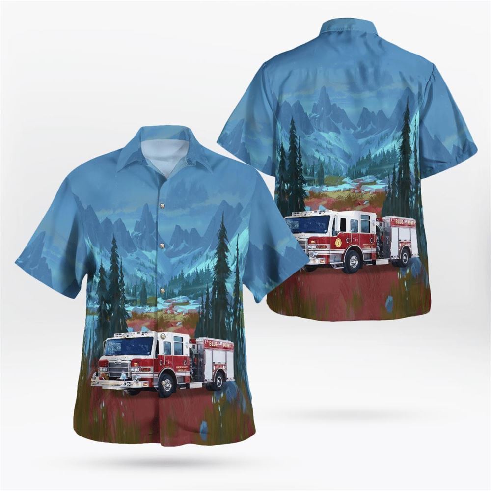 Blue Point, NY, Blue Point FD Hawaiian Shirt - Gifts For Firefighters In NY