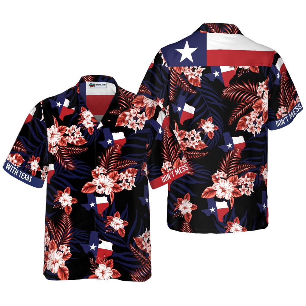 Bluebonnet Don't Mess with Texas Hawaiian Shirt, Texas Hawaii Shirt, Texas Shirt