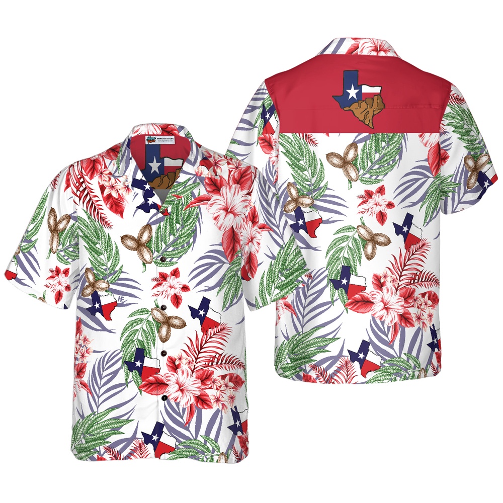Bluebonnet Texas Hawaiian Shirt Pecan Version, Texas Hawaii Shirt, Texas Shirt