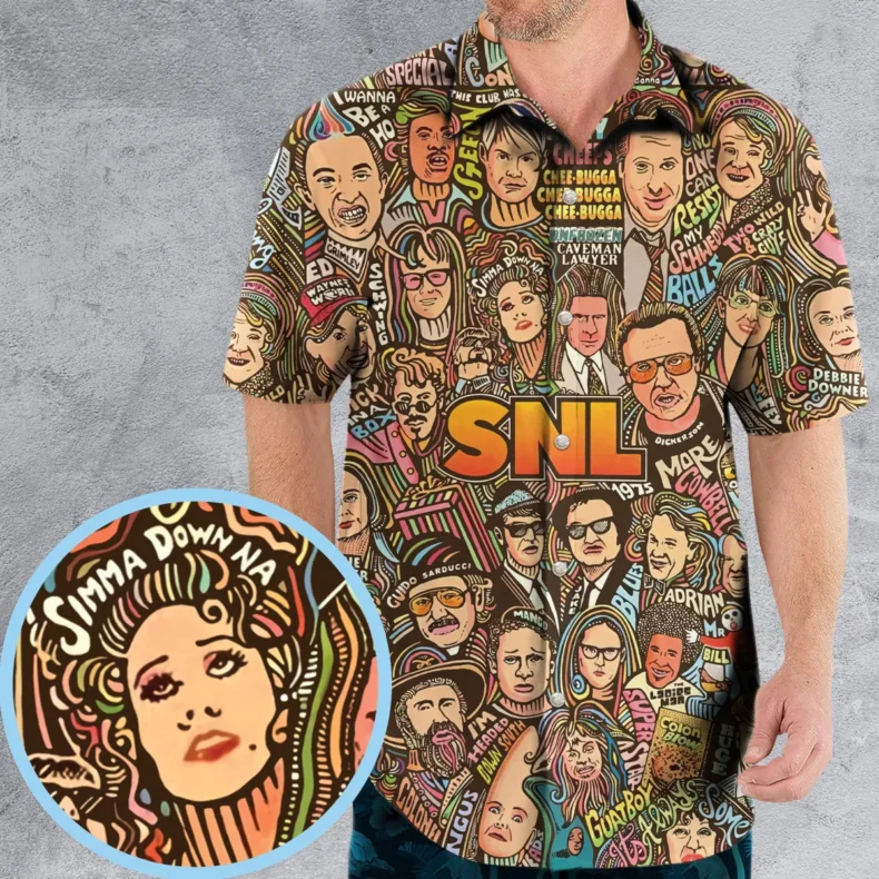 Blues Brothers Waynes World Coneheads SNL Characters Hawaiian Shirt