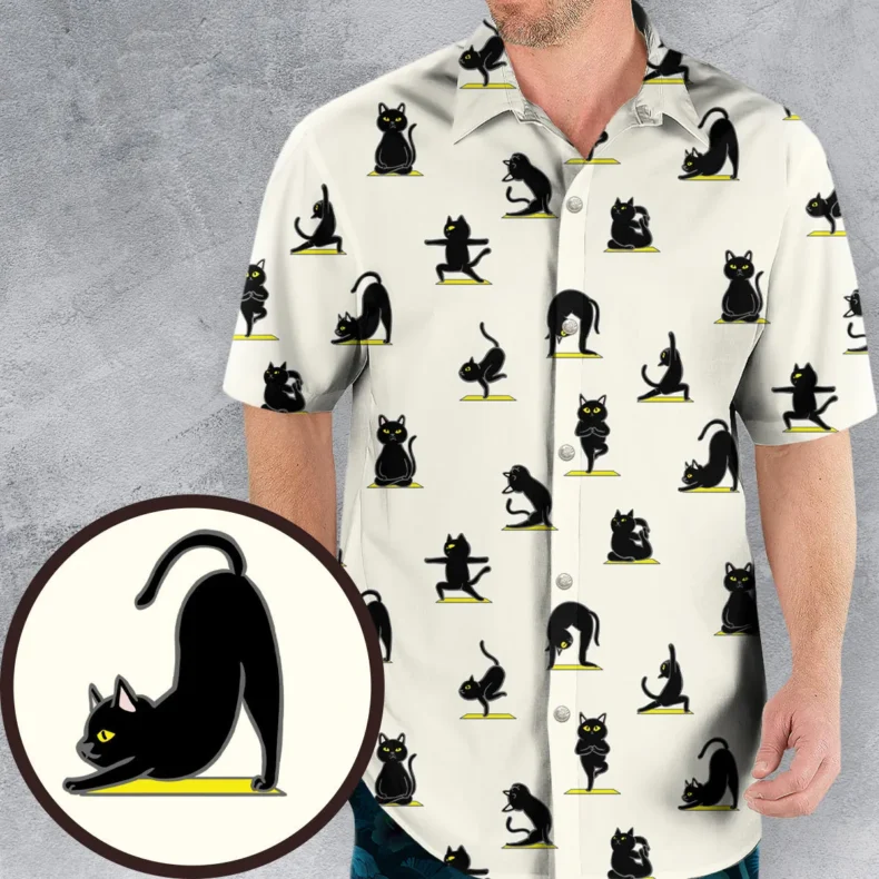 Bombay Cat Yoga Pattern Hawaiian Shirt