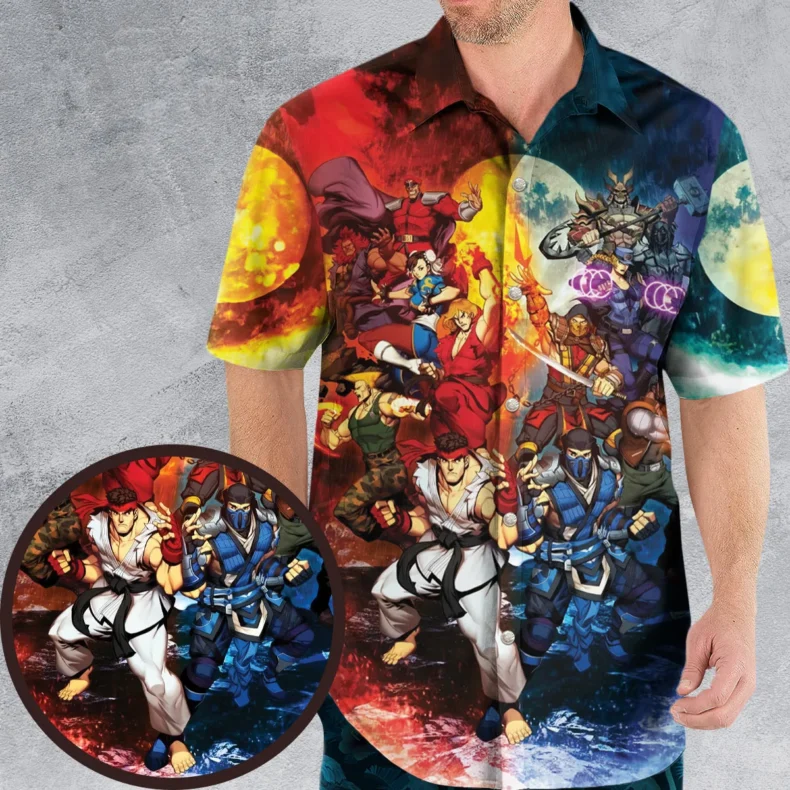 Both Worlds Street Fighter Mortal Kombat Hawaiian Shirt
