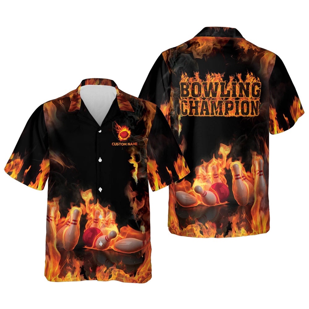Bowling Champion Bowling Shirts, Custom Bowling Shirt, Custom Team Bowling Hawaiian Shirt