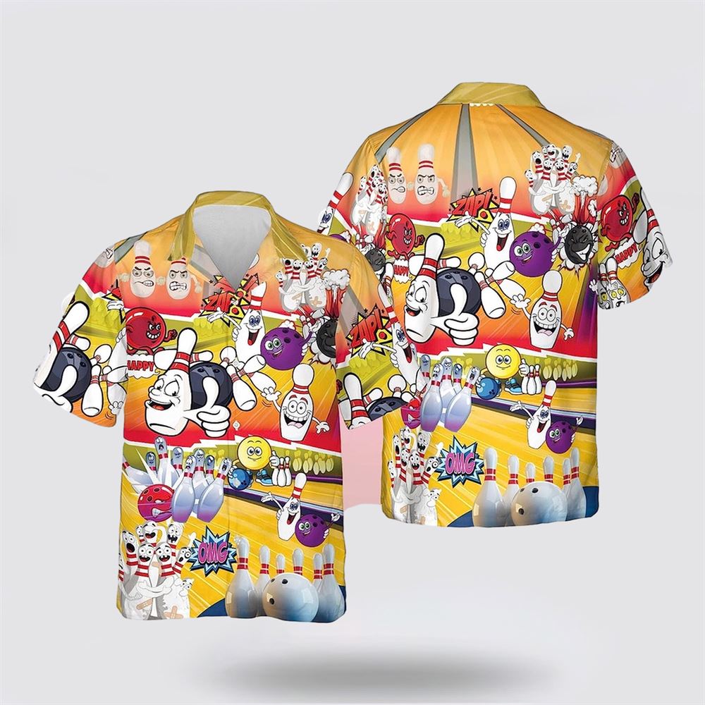 Bowling Pattern Funny Bowling Hawaiin Shirt - Gift For Bowling Enthusiasts