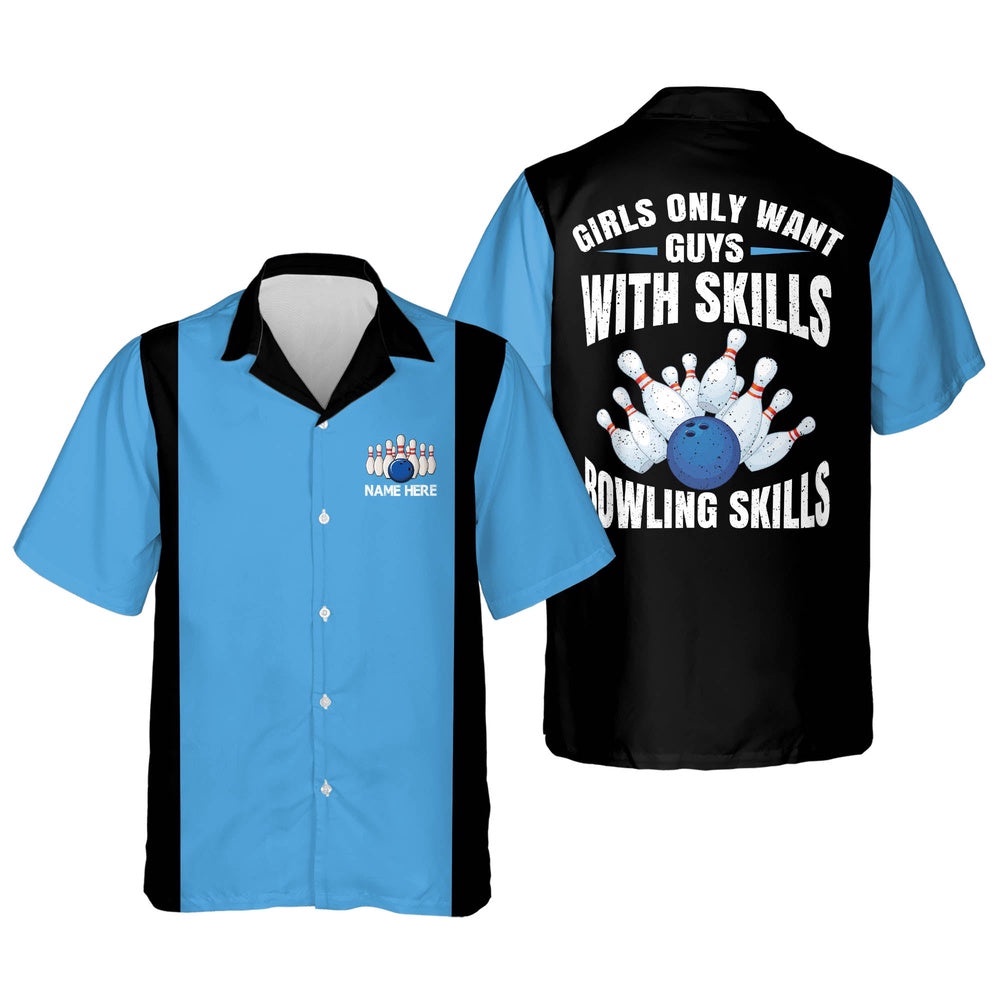 Bowling Skills Hawaiian Shirt, Custom Bowling Shirt, Custom Team Bowling Hawaiian Shirt