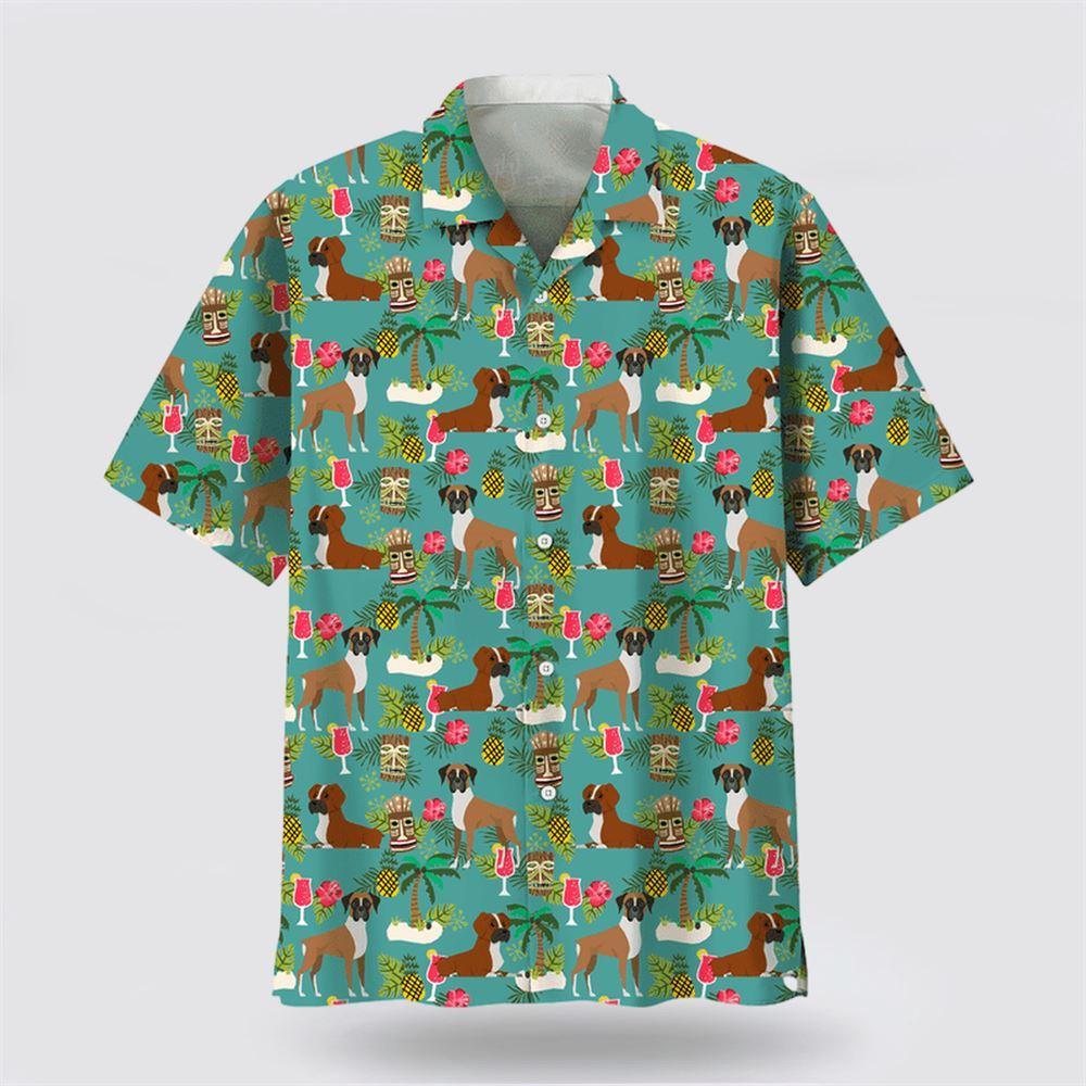 Boxer Hawaiian Beach Hawaiian Shirt - Dog Lover Hawaiian Shirts