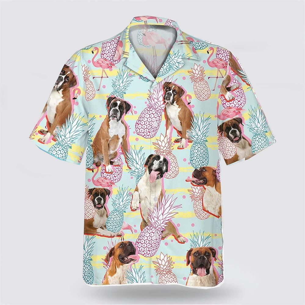 Boxer Pineapple Pattern Hawaiian Shirt - Gift For Dog Lover