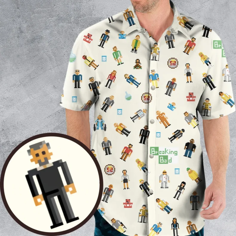 Breaking Bad in Pixels Pattern Hawaiian Shirt