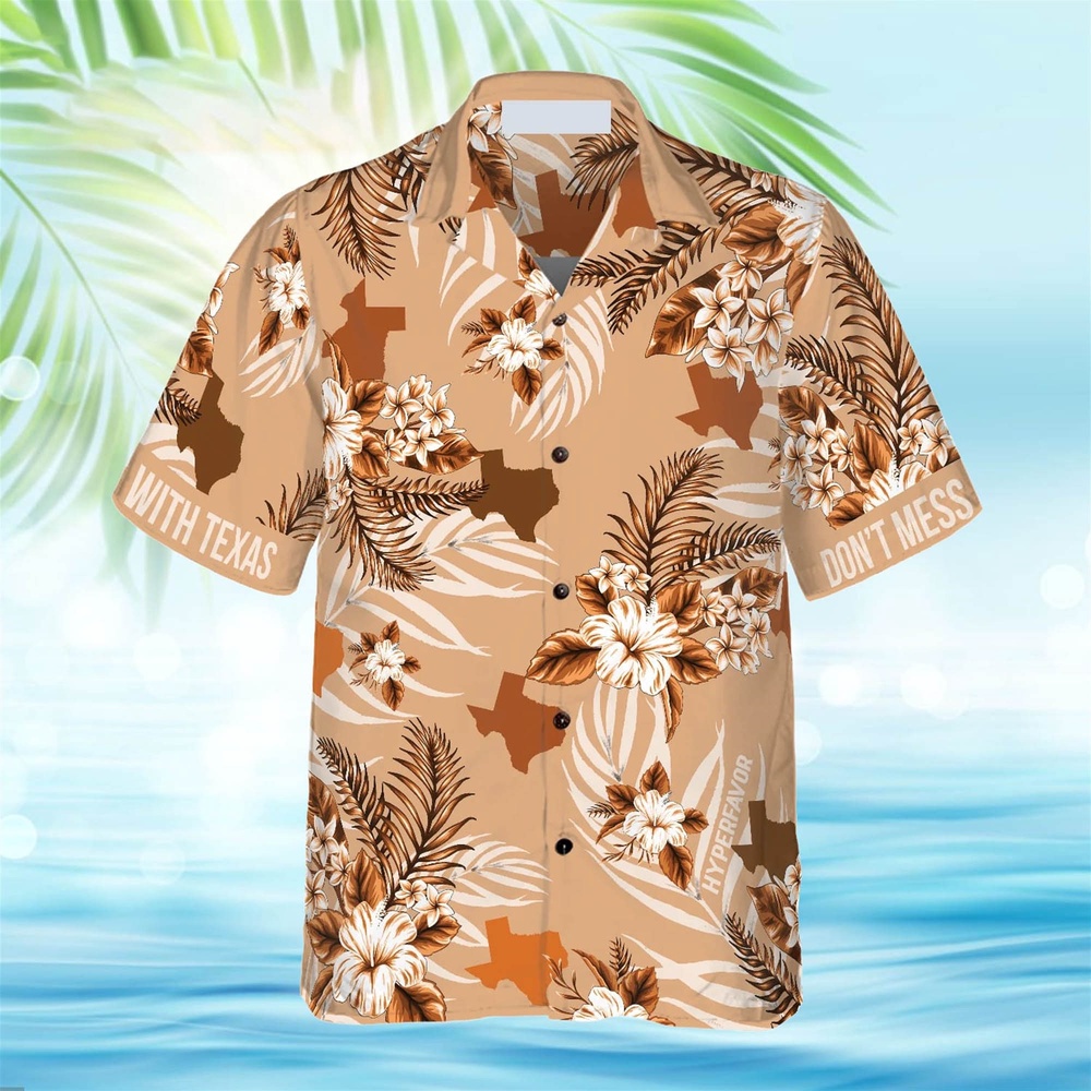 Brown Lone Star Nation Bluebonnet Texas Hawaiian Shirt, Texas Hawaii Shirt, Texas Shirt