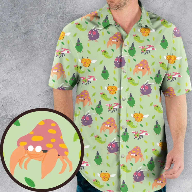 Bug Type Pokemon Pattern Hawaiian Shirt