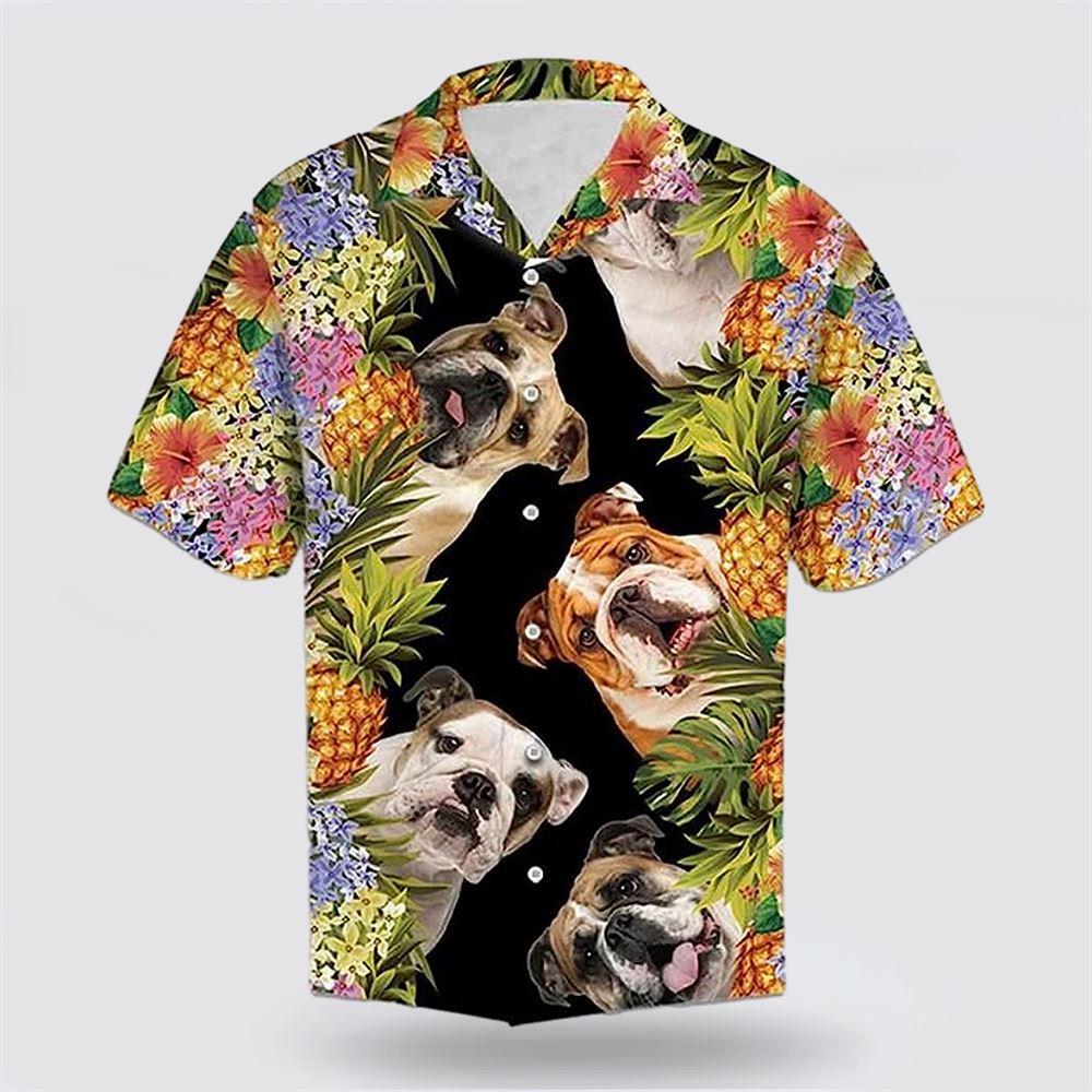 Bulldog With Cute Face Tropic Hawaiin Shirt - Gift For Pet Lover