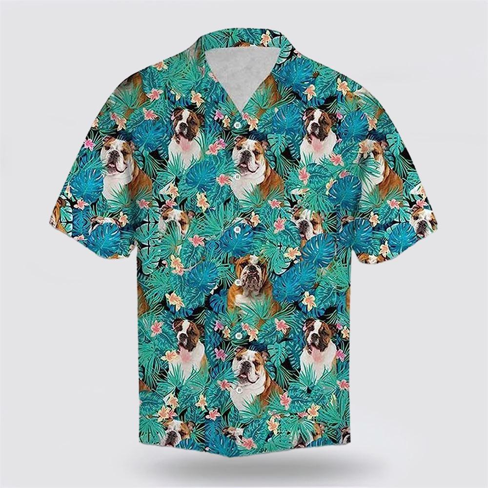 Bulldog With Funny Face In the Tropic Background Hawaiin Shirt - Gift For Pet Lover