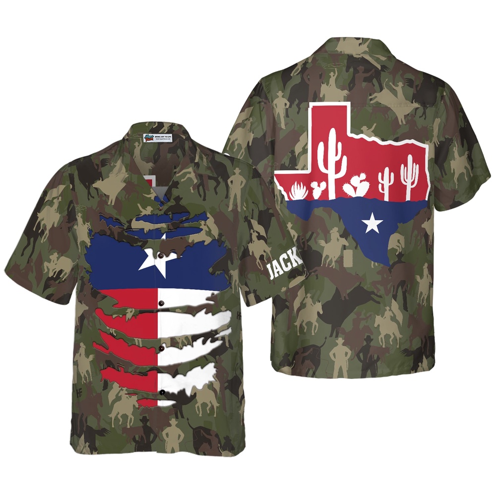 Camouflage Texas Custom Hawaiian Shirt, Texas Hawaii Shirt, Texas Shirt