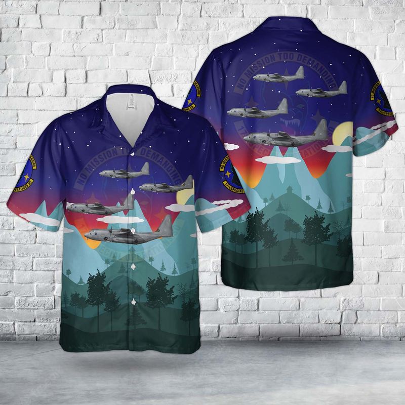 Cannon Air Force Base, New Mexico, Us Air Force 17th Sos, 27th Sow, 15-5888, Ac-130j Ghost Rider Hawaiian Shirt - Mens Hawaiian Shirt - US Air Force Gifts