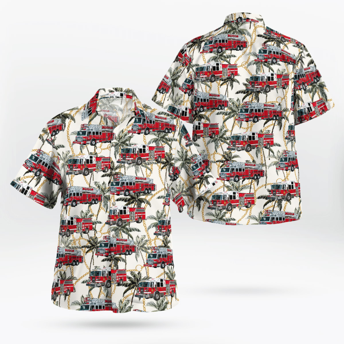 Carlstadt, Bergen County, New Jersey, Carlstadt Fire Department Hawaiian Shirt - Gifts For Firefighters In Carlstadt, NJ
